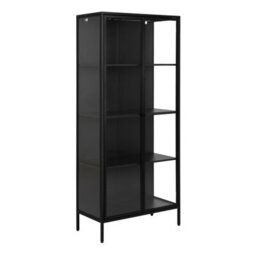 Furniture To Go Newcastle Tall 2 Door Display Cabinet In Matt Black - thumbnail 1