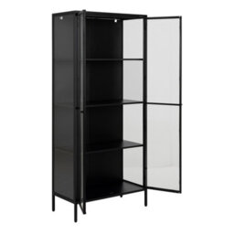 Furniture To Go Newcastle Tall 2 Door Display Cabinet In Matt Black - thumbnail 4
