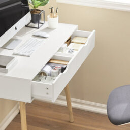 Sobuy Fwt40-Nw, Home Office Table Computer Desk Workstation 2 Drawers,wood Effect,w90Xd45Xh77 - thumbnail 4