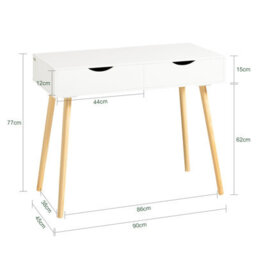 Sobuy Fwt40-Nw, Home Office Table Computer Desk Workstation 2 Drawers,wood Effect,w90Xd45Xh77 - thumbnail 3