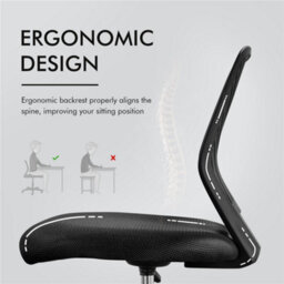 Yaheetech Ergonomic Armless Mesh Office Chair - Black - thumbnail 6
