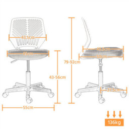 Yaheetech Ergonomic Armless Mesh Office Chair - Black - thumbnail 3