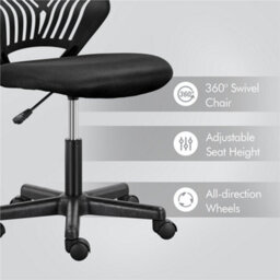 Yaheetech Ergonomic Armless Mesh Office Chair - Black - thumbnail 9