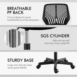 Yaheetech Ergonomic Armless Mesh Office Chair - Black - thumbnail 8