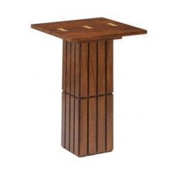 Mh London Alyssa Walnut Side Table Mango Wood Slatted Pedestal End Table - thumbnail 5