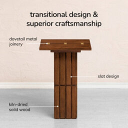 Mh London Alyssa Walnut Side Table Mango Wood Slatted Pedestal End Table - thumbnail 4