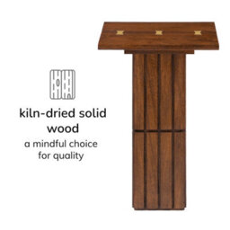 Mh London Alyssa Walnut Side Table Mango Wood Slatted Pedestal End Table - thumbnail 7