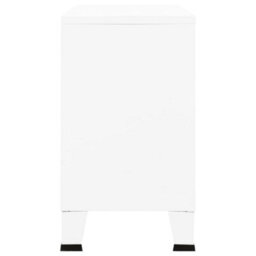 Berkfield Industrial Sideboard White 105X35X62 Cm Metal And Glass - thumbnail 4