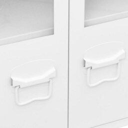 Berkfield Industrial Sideboard White 105X35X62 Cm Metal And Glass - thumbnail 7