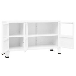 Berkfield Industrial Sideboard White 105X35X62 Cm Metal And Glass - thumbnail 6