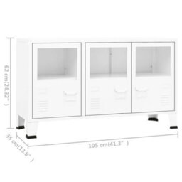Berkfield Industrial Sideboard White 105X35X62 Cm Metal And Glass - thumbnail 9