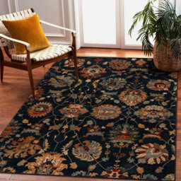 RugsX Wool Carpet Omega Latica Flowers Dark Blue 235X350 Cm - thumbnail 1