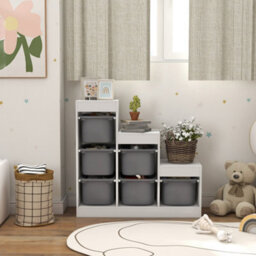 Aiyaplay 3-Layer Kids Toy Storage Unit With 6 Removable Bins, Grey - thumbnail 8