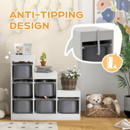 Aiyaplay 3-Layer Kids Toy Storage Unit With 6 Removable Bins, Grey - thumbnail 6