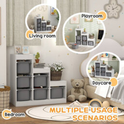 Aiyaplay 3-Layer Kids Toy Storage Unit With 6 Removable Bins, Grey - thumbnail 5
