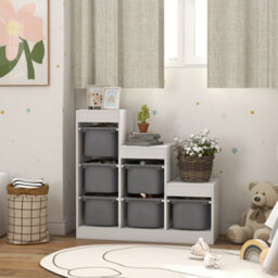 Aiyaplay 3-Layer Kids Toy Storage Unit With 6 Removable Bins, Grey - thumbnail 2