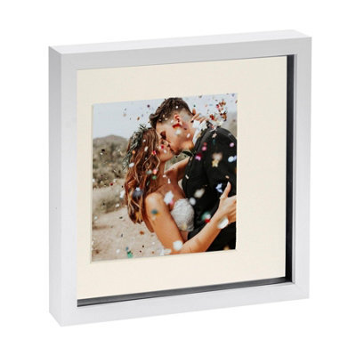 "Nicola Spring 10 X 10"" Photo Frame - White/ivory Mount - 3D Photo Frame Picture Frame Box Portrait Display Case (6 X 6"" Mount)" - image 1