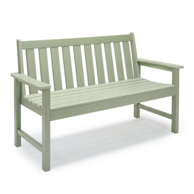 Vonhaus Garden Bench Sage Green, 2 Seater Outdoor Bench With Traditional Slatted Design, Durable Weather Resistant Hdpe, Westport - image 1