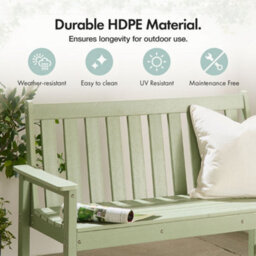 Vonhaus Garden Bench Sage Green, 2 Seater Outdoor Bench With Traditional Slatted Design, Durable Weather Resistant Hdpe, Westport - thumbnail 3