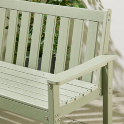 Vonhaus Garden Bench Sage Green, 2 Seater Outdoor Bench With Traditional Slatted Design, Durable Weather Resistant Hdpe, Westport - thumbnail 6