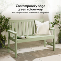 Vonhaus Garden Bench Sage Green, 2 Seater Outdoor Bench With Traditional Slatted Design, Durable Weather Resistant Hdpe, Westport - thumbnail 2