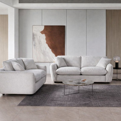 Stratus Interiors Berlin Comfy Jumbo Sofa - Modern Deep-Seated Fabric Sofa With Full Back Cushions - 3 Plus 2 Seat