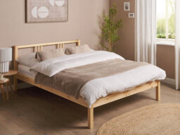 Beliani Bed Pine Wood Vannes 140 X 200 Cm (Eu Double) Light Brown - thumbnail 2