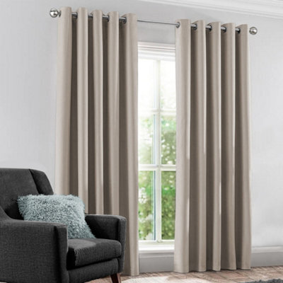 Velosso Modern Blackout Curtains - Ring Top, Light Blocking, Thermal & Privacy Drapes - Perfect For Bedroom & Living Room - Beige