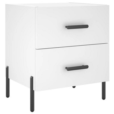 Berkfield Modern Bedside Cabinet White 40X35X47.5 Cm Engineered Wood - image 1
