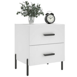 Berkfield Modern Bedside Cabinet White 40X35X47.5 Cm Engineered Wood - thumbnail 3