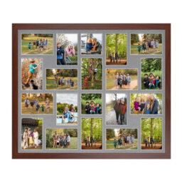 AK Frames 80X70Cm Rose Wood Modern Multi Photo Frame With Mid Grey Mount - Holds 20 Apertures (18X) 6X4, (2X) 4X4 Photos - thumbnail 1