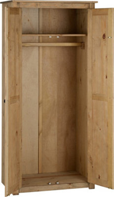 Seconique Panama Waxed Pine Finish 2 Door Wardrobe - image 1