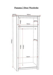 Seconique Panama Waxed Pine Finish 2 Door Wardrobe - thumbnail 2