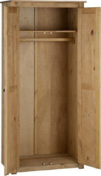 Seconique Panama Waxed Pine Finish 2 Door Wardrobe - thumbnail 3