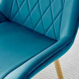 Furniturebox Uk Novara 100Cm Round Gold Leg Dining Table & 2 Blue Pesaro Gold Leg Chairs - thumbnail 8
