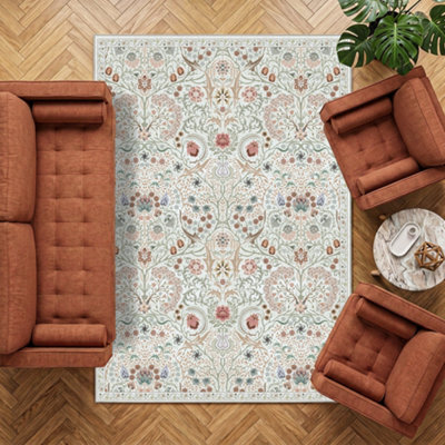 Decoranddecor Area Rugs, Living Room Rugs, Washable Rugs, 160X230Cm, Non-Slip, Pet Friendly, Low Pile, Floral Rug - Astra - image 1