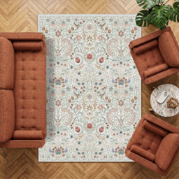 Decoranddecor Area Rugs, Living Room Rugs, Washable Rugs, 160X230Cm, Non-Slip, Pet Friendly, Low Pile, Floral Rug - Astra - thumbnail 1