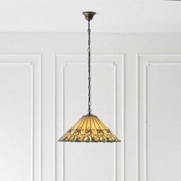 Luminosa Lighting Luminosa Jamelia 3 Light Large Ceiling Pendant Dark Bronze, Tiffany Glass, E27 - thumbnail 3