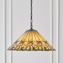 Luminosa Lighting Luminosa Jamelia 3 Light Large Ceiling Pendant Dark Bronze, Tiffany Glass, E27 - thumbnail 4