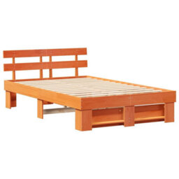 Berkfield Modern With Headboard Wax Brown 135 X 190 Cm Solid Pine Wood