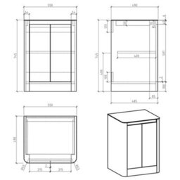 Plum&clay Mayfair Gloss Light Grey Freestanding Bathroom Vanity Unit With Grey Marble Countertop (W)550mm (H)745mm - thumbnail 7