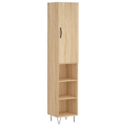 Berkfield Highboard Sonoma Oak 34.5X34X180 Cm Engineered Wood - thumbnail 2