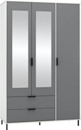 Seconique Madrid 3 Door 2 Drawer Mirrored Wardrobe In Grey And White Gloss Finish - thumbnail 1