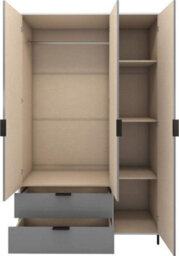 Seconique Madrid 3 Door 2 Drawer Mirrored Wardrobe In Grey And White Gloss Finish - thumbnail 3