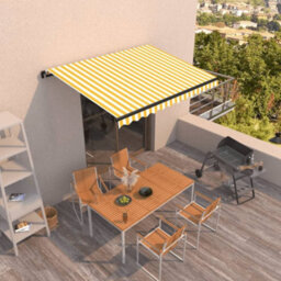 Berkfield Manual Retractable Awning 350X250 Cm Yellow And White
