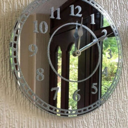 Biznest Round Silver Sparkle Glitter Mirrored Wall Clock Kitchen Bedroom Glass Wall Clock New 35Cm