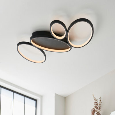 Luminosa Lighting Luminosa Ovals Modern Designer 4 Ring Led Wall Light Textured Black Finish - image 1