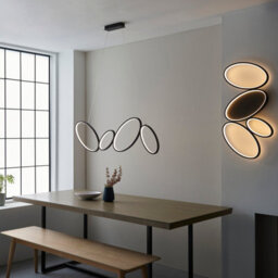 Luminosa Lighting Luminosa Ovals Modern Designer 4 Ring Led Wall Light Textured Black Finish - thumbnail 3