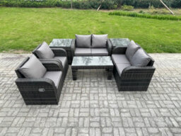 Fimous 7 Piece Rattan Garden Furniture Set Outdoor Patio Sofa, Table And Chairs Garden Table For Pool Side, Balcony, Outdoor Set - thumbnail 1