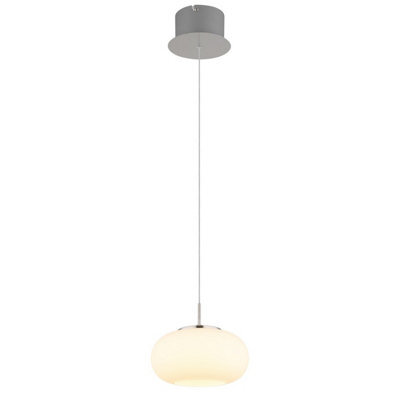 Luminosa Lighting Luminosa Quintara Dome Pendant Ceiling Light Nickel Matt Opal Glass Shade Led 3000K - image 1